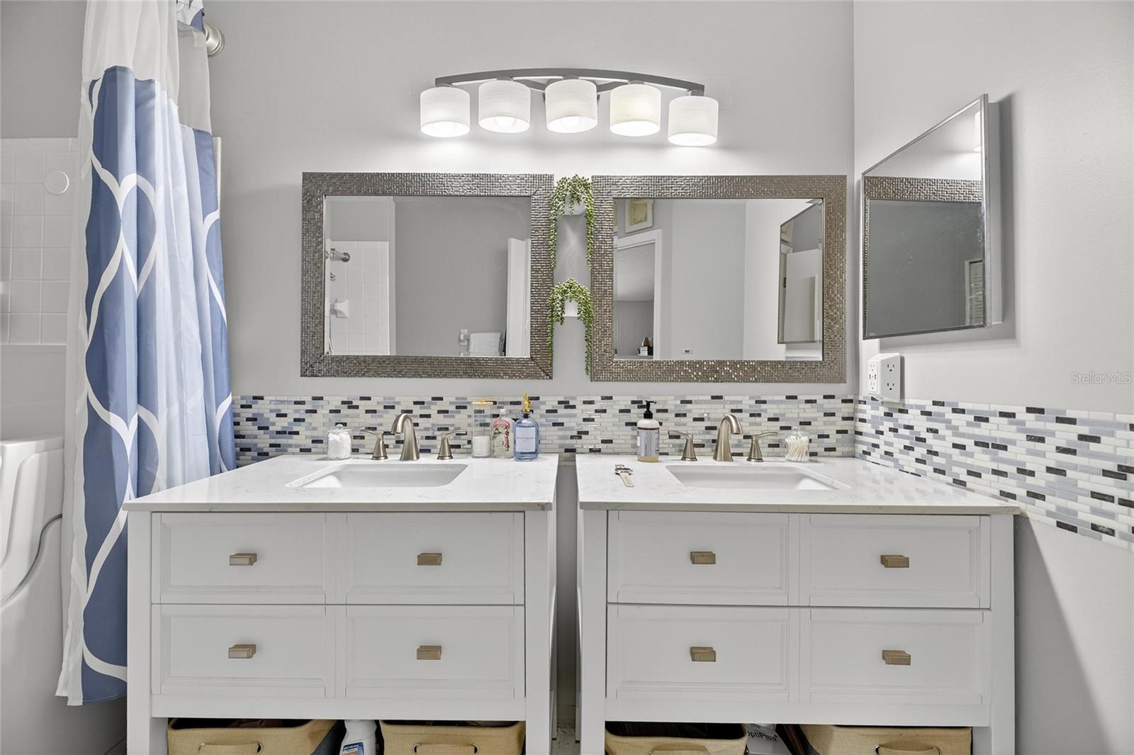 Primary bath with dual vanities