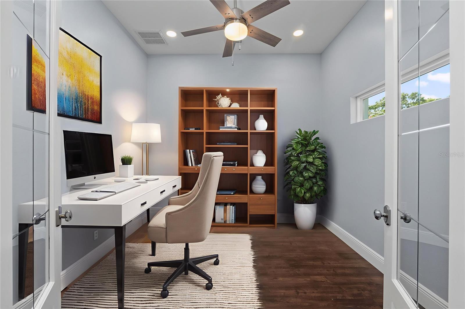 Private office with French doors on the first floor