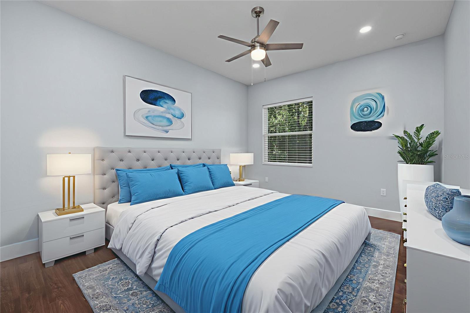 Bedroom 4 has a large walk in closet and is located on the opposite side of the home