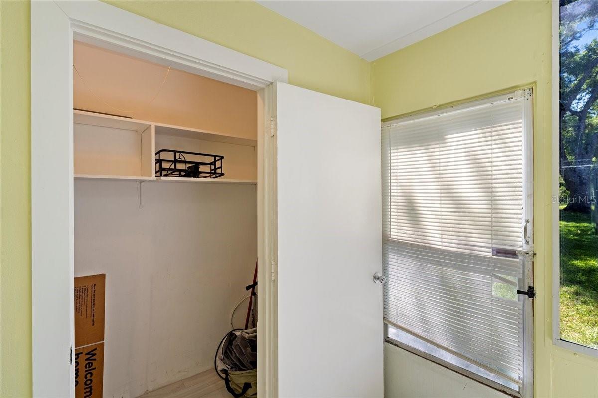 Storage closet in finished lanai/sunroom