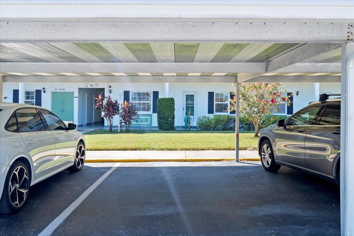Dedicated covered parking out front
