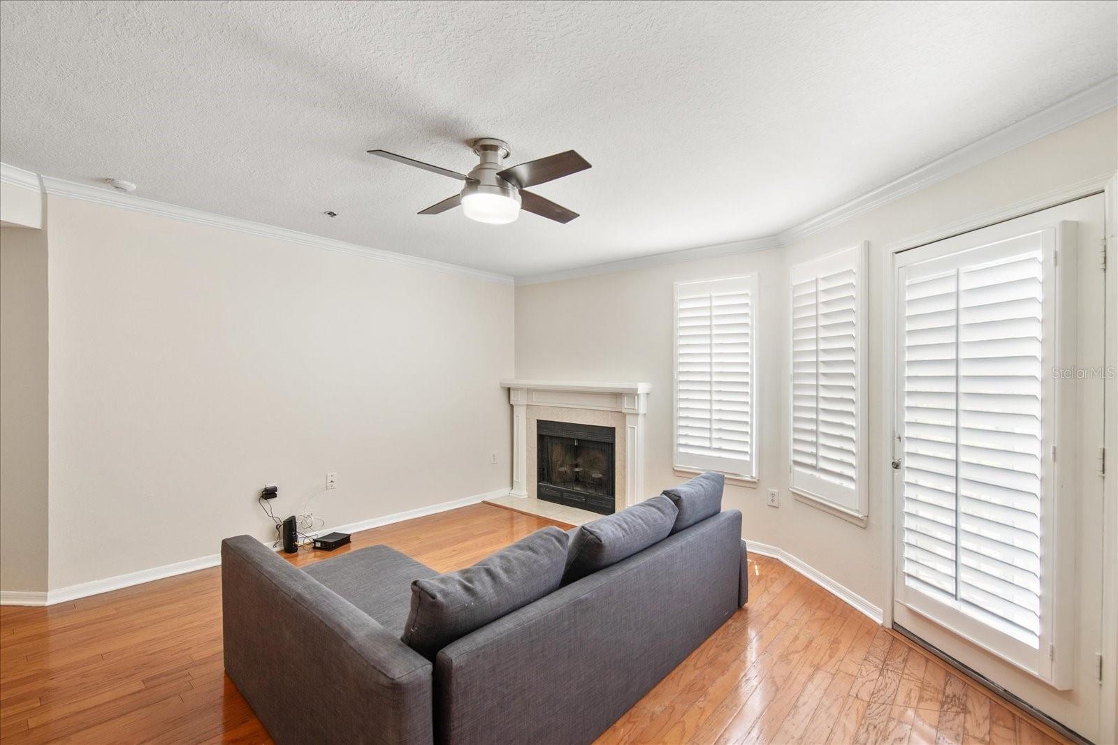 living room to fireplace