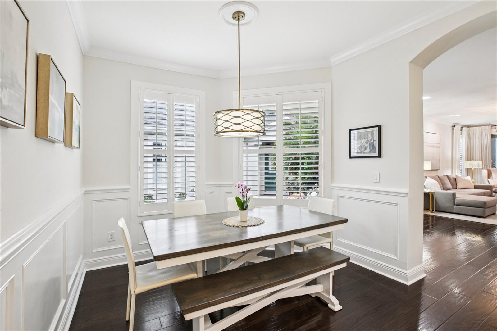 View from the dining area to great room
