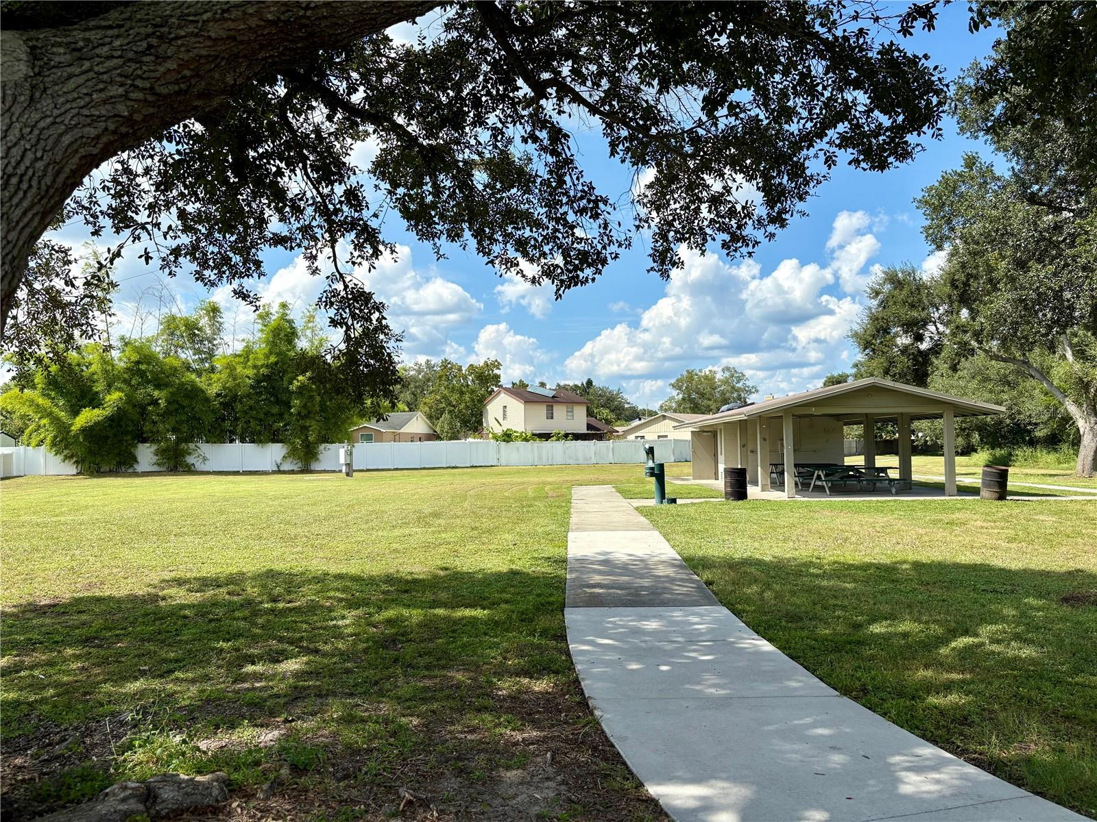 Picnic Pavilion with tables, water fountain and bathrooms