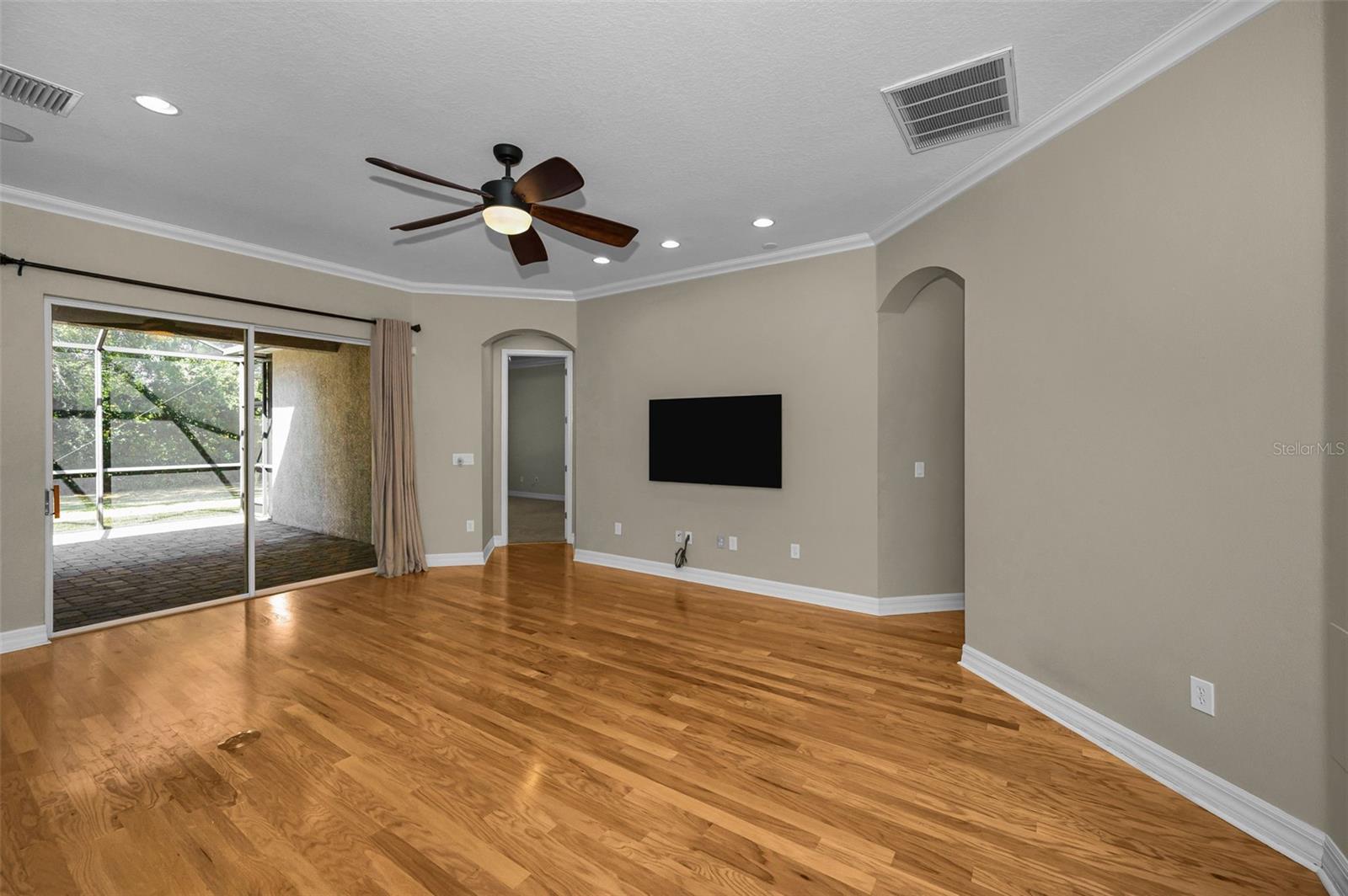 Great room with beautiful wood floors