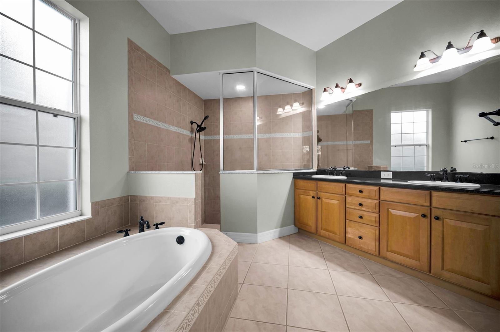 Primary bath with oversized garden tub