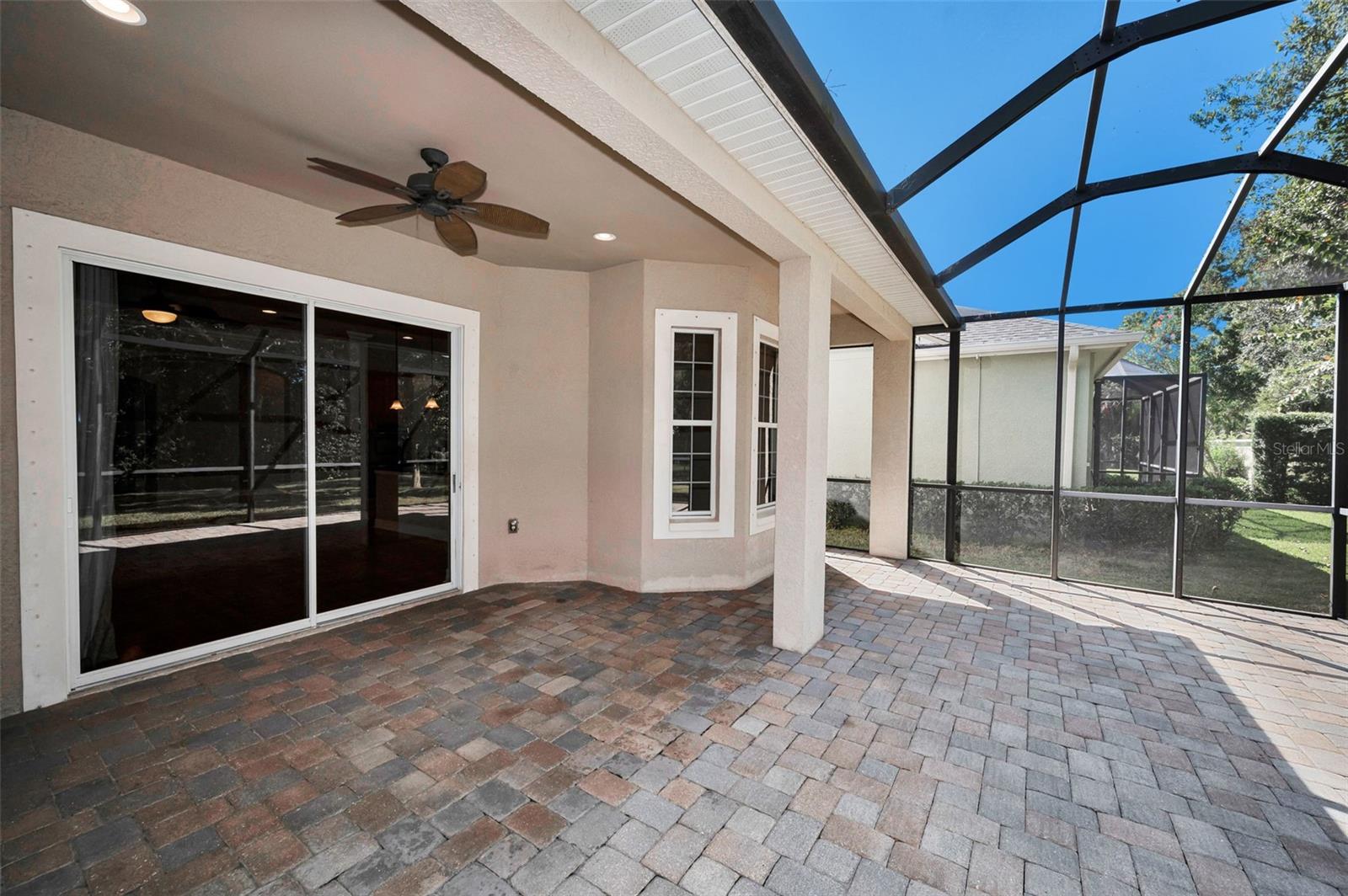 Sliding glass doors and ceiling fan