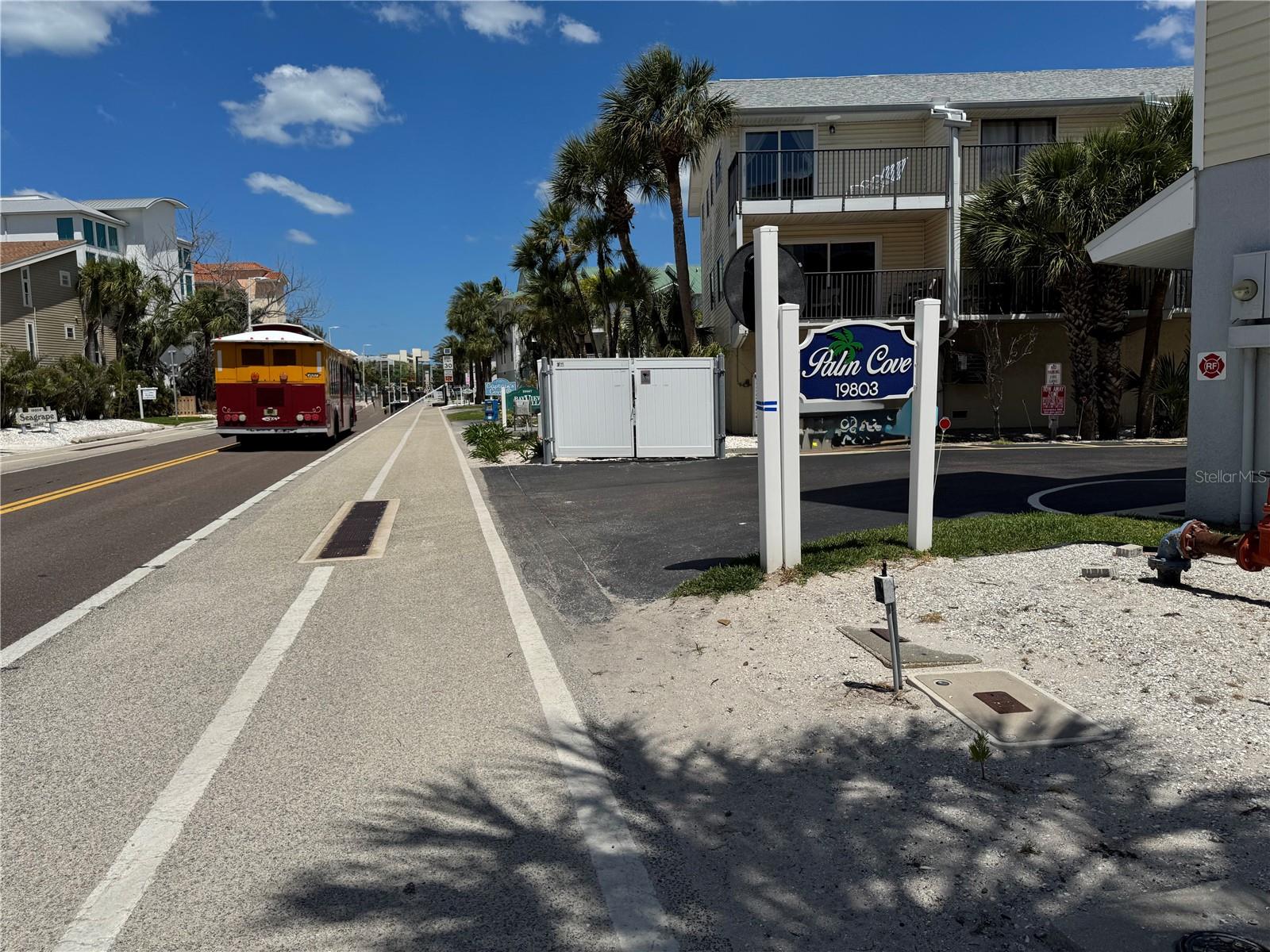 Walking path and local trolley for easy travel.