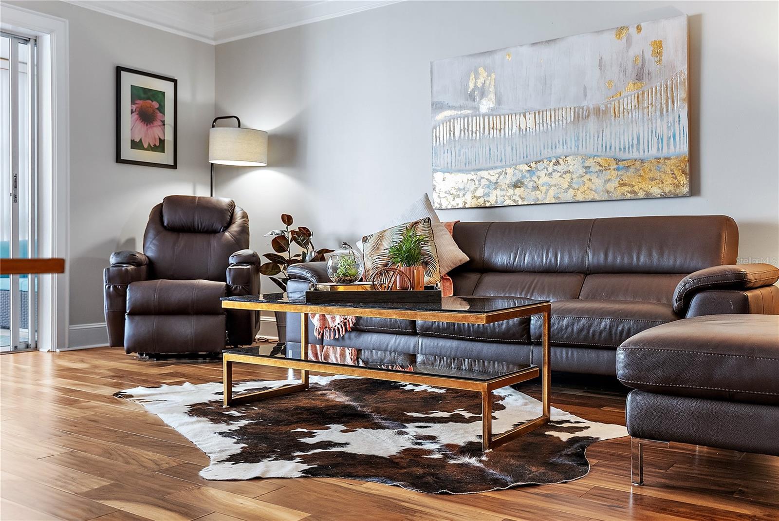 Beautiful leather couches come with the purchase