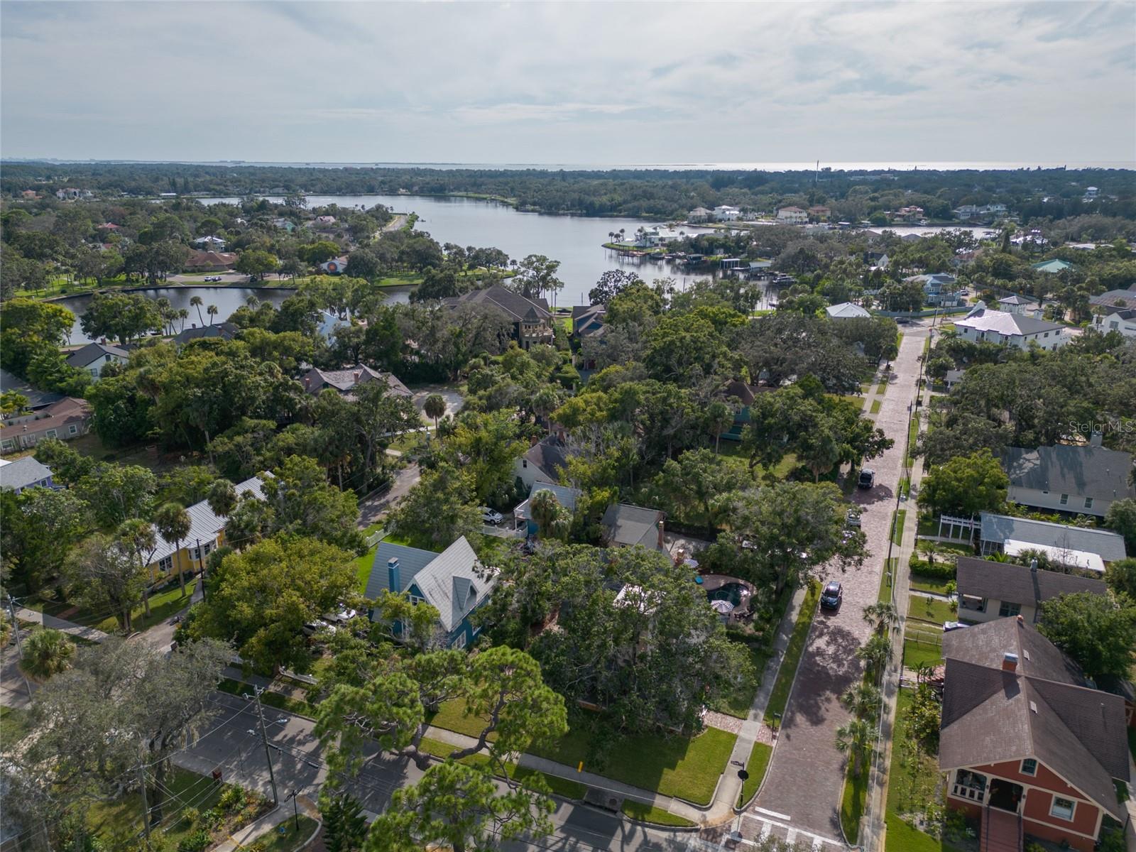 Arial view proximity to Spring Bayou Tarpon Springs