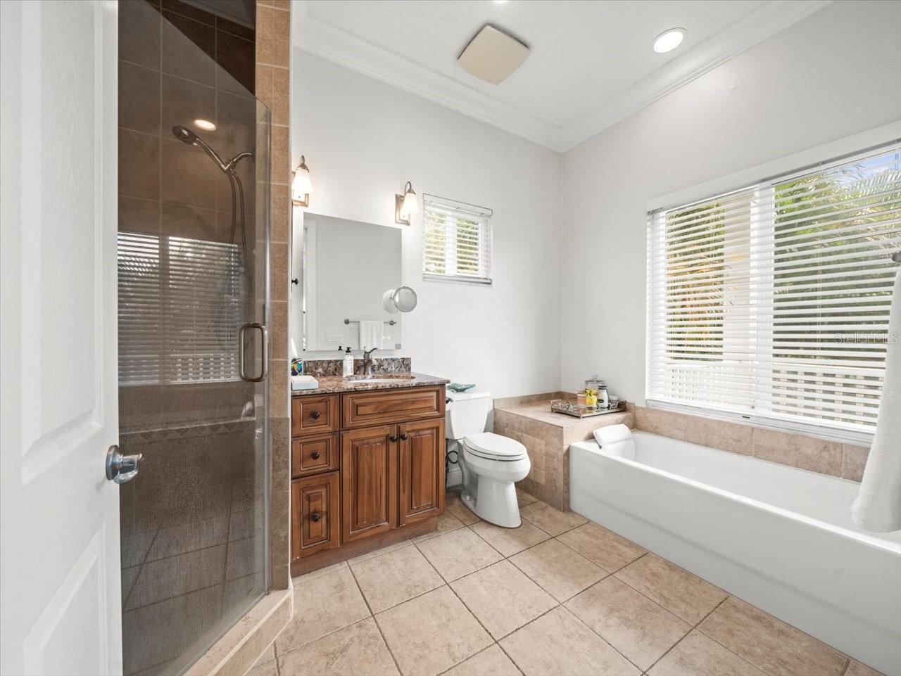 Primary bath with tub and walk-in shower