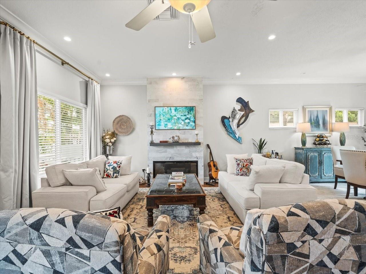 Great room with new Electric Fireplace and surround.
