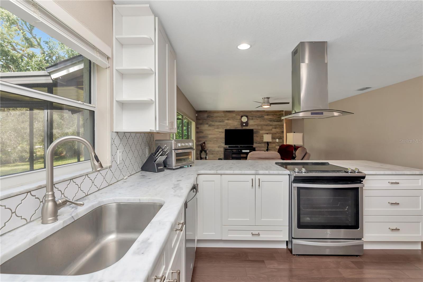 Kitchen with Hood & Flat Top Stove