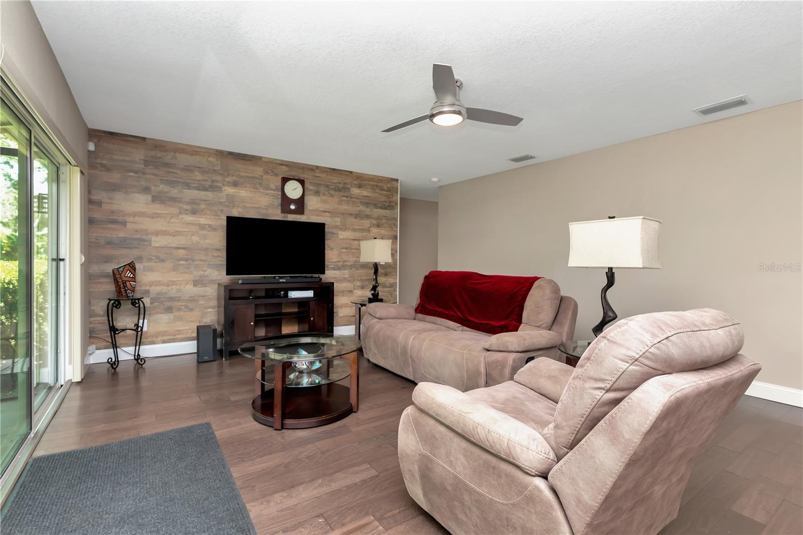 Family Room with approximately 16 feet of Sliding Glass Doors