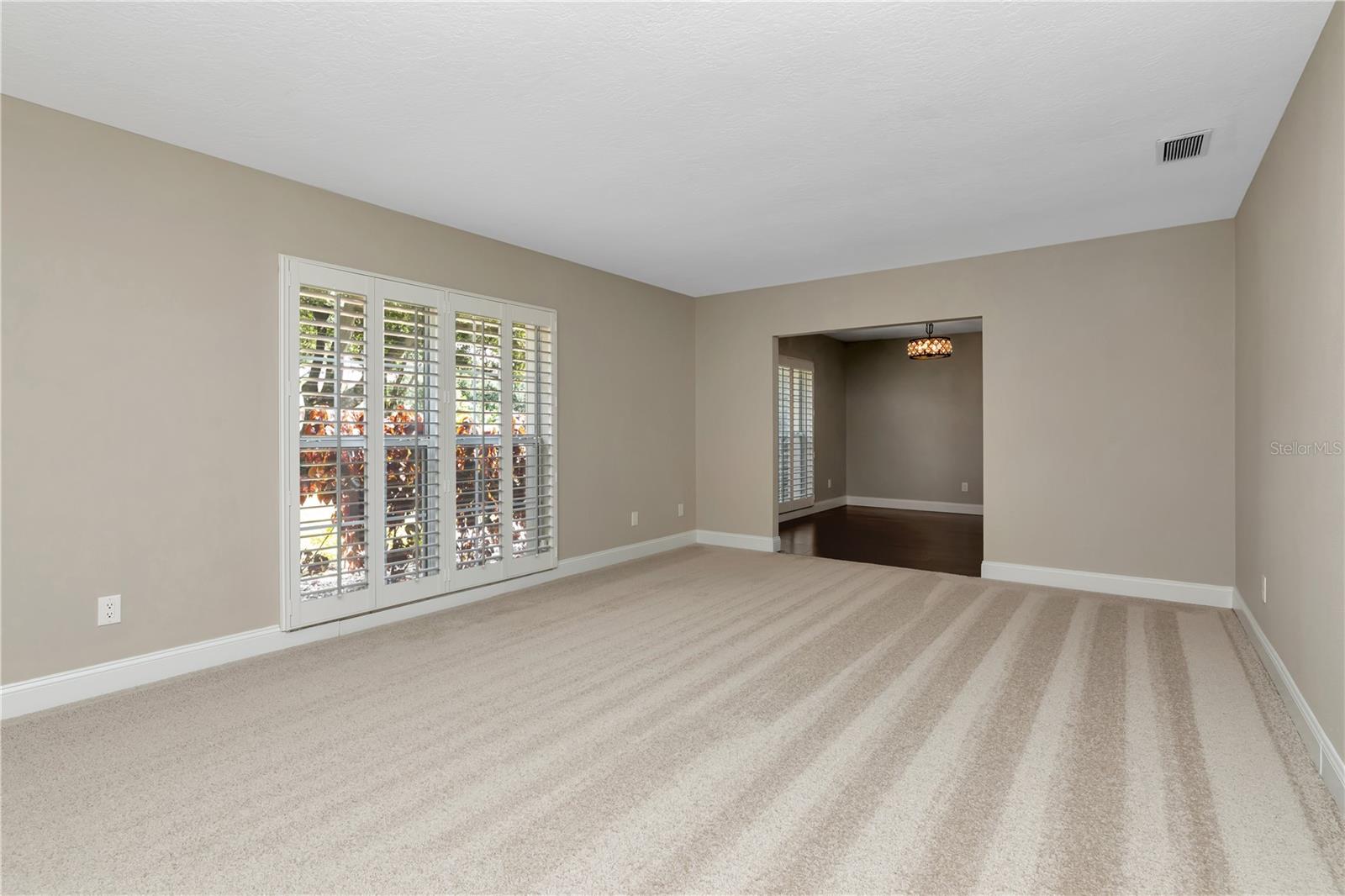 Formal Living Room with Plantation Shutters