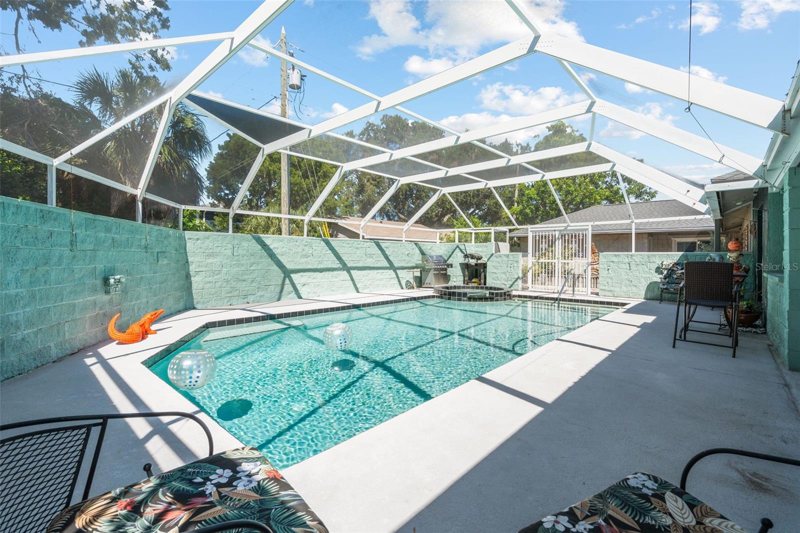 screened in pool area