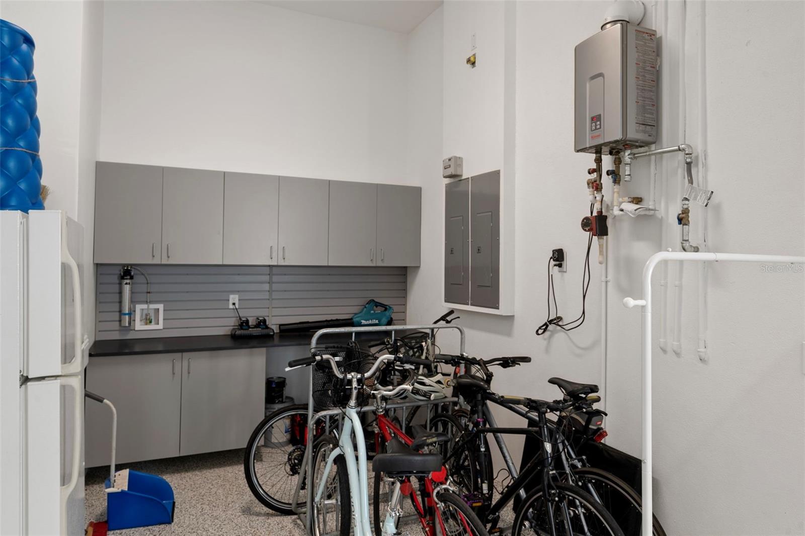 Built-in cabinetry & workspace in garage
