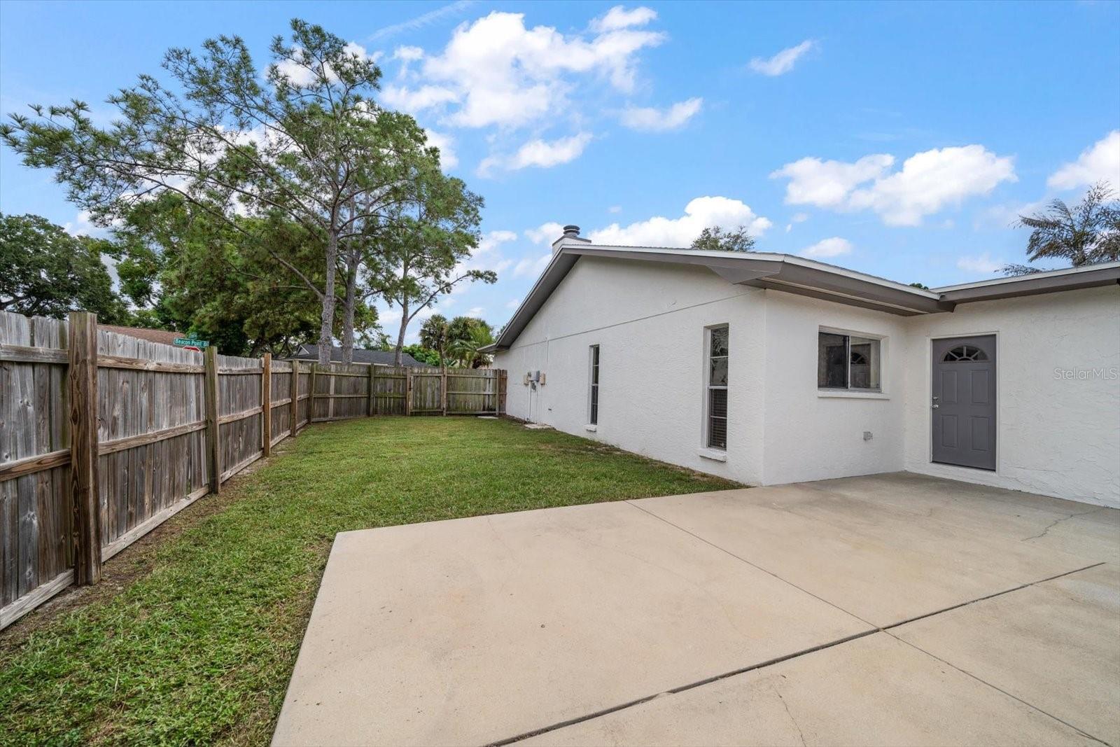 Backyard with concrete patio