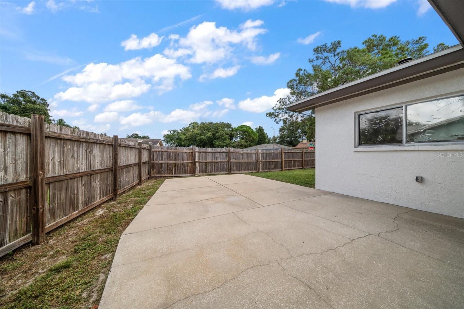 Backyard with concrete patio