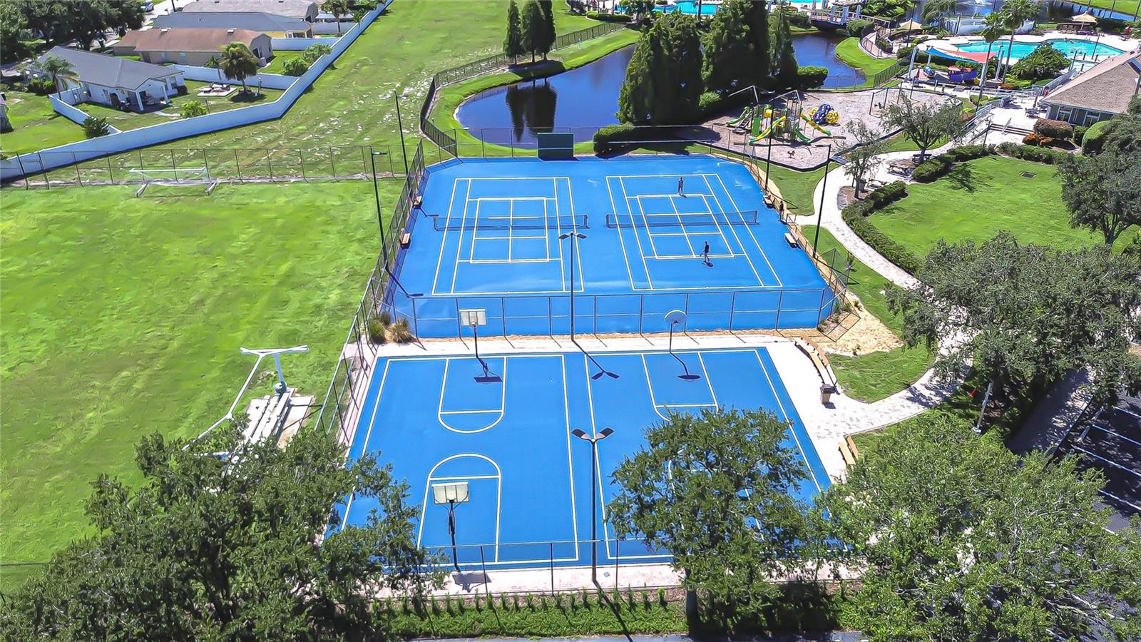 Tennis and basketball courts!