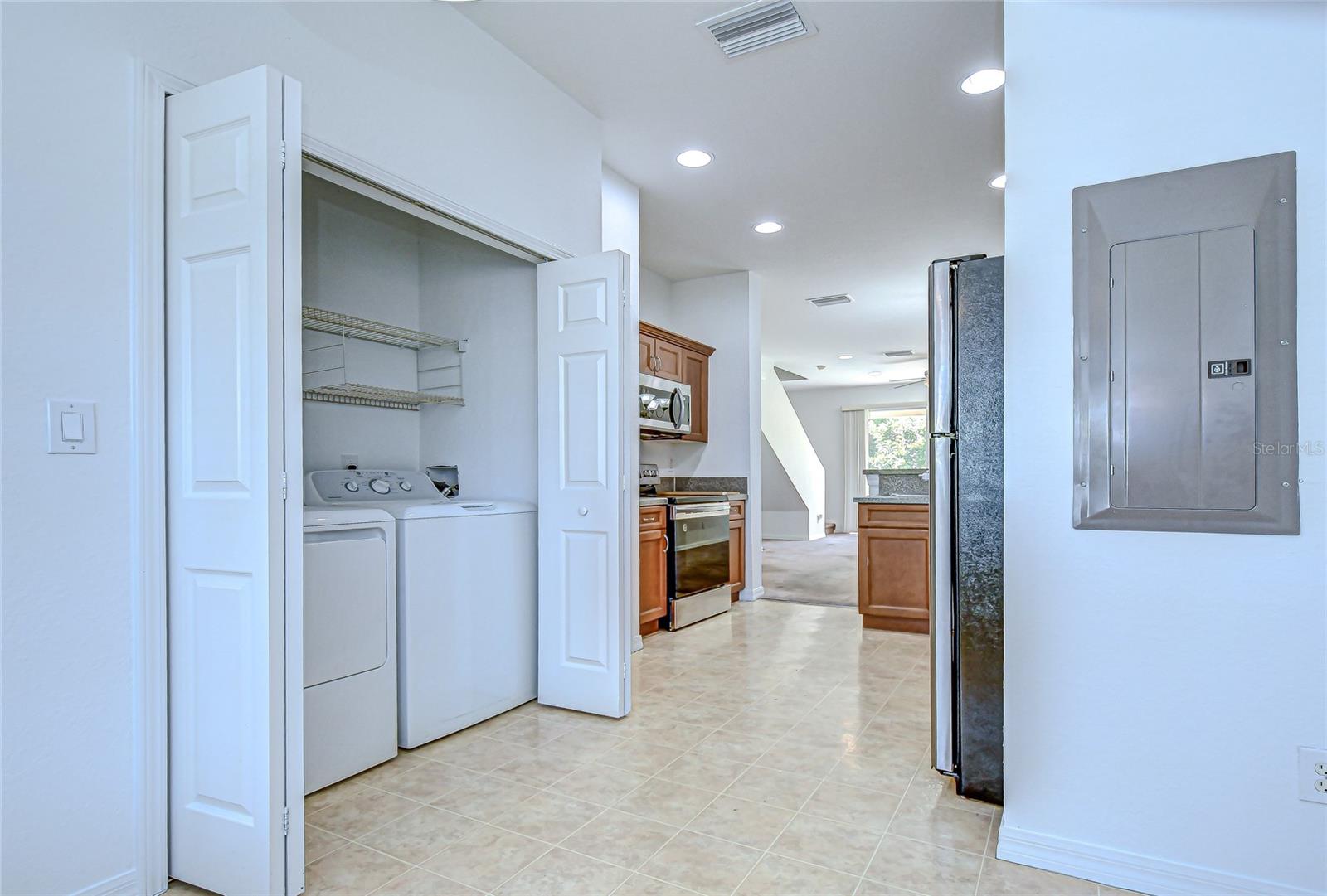 Laundry closet in kitchen!