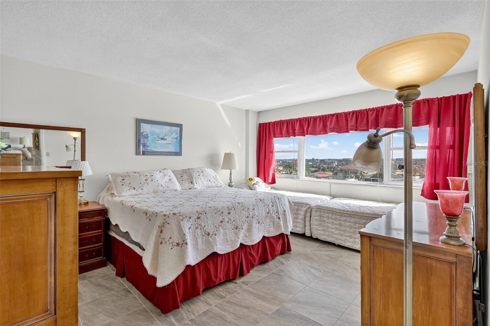 The Primary bedroom is large and of course has a view