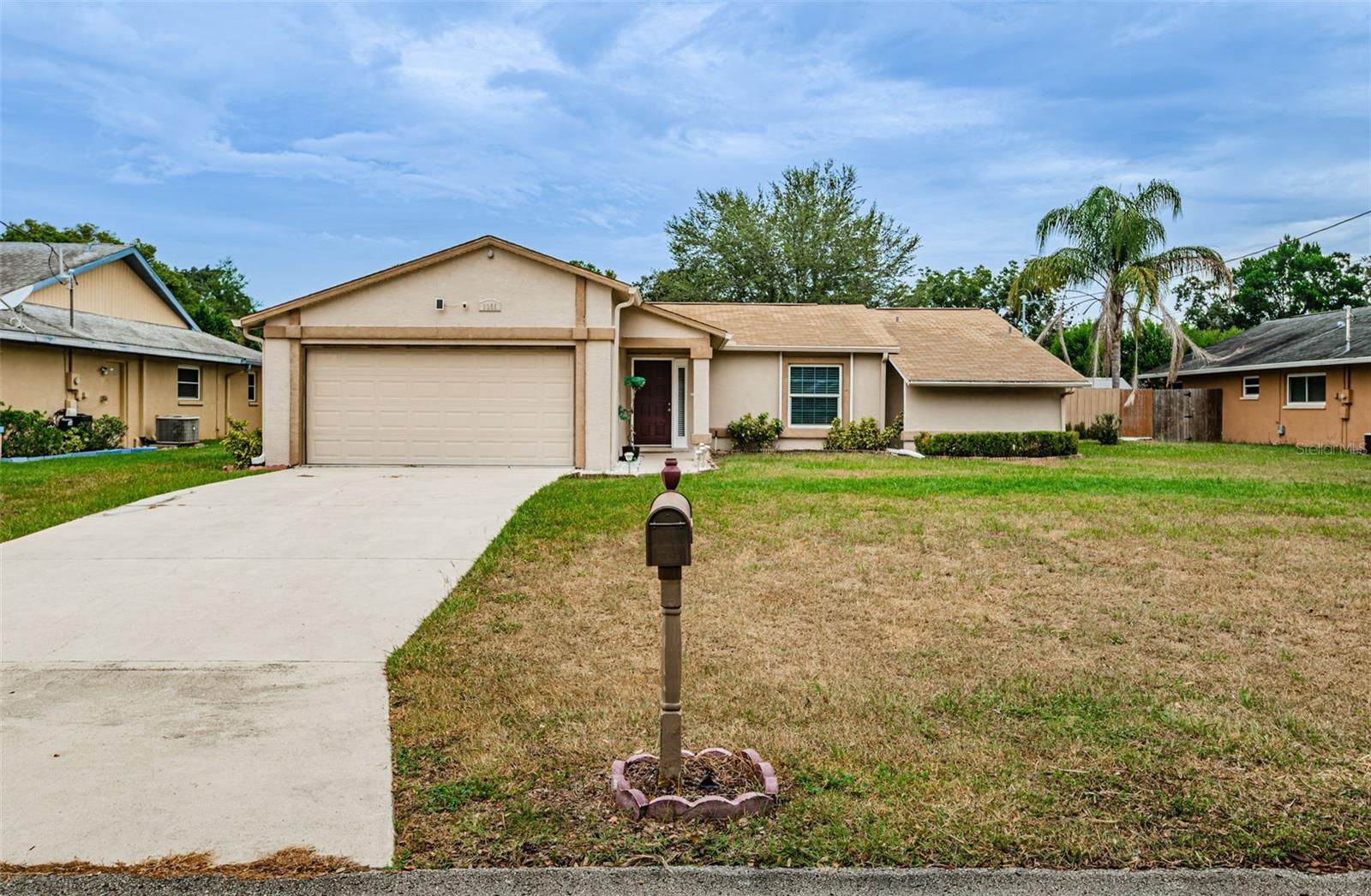 Long driveway, ample parking