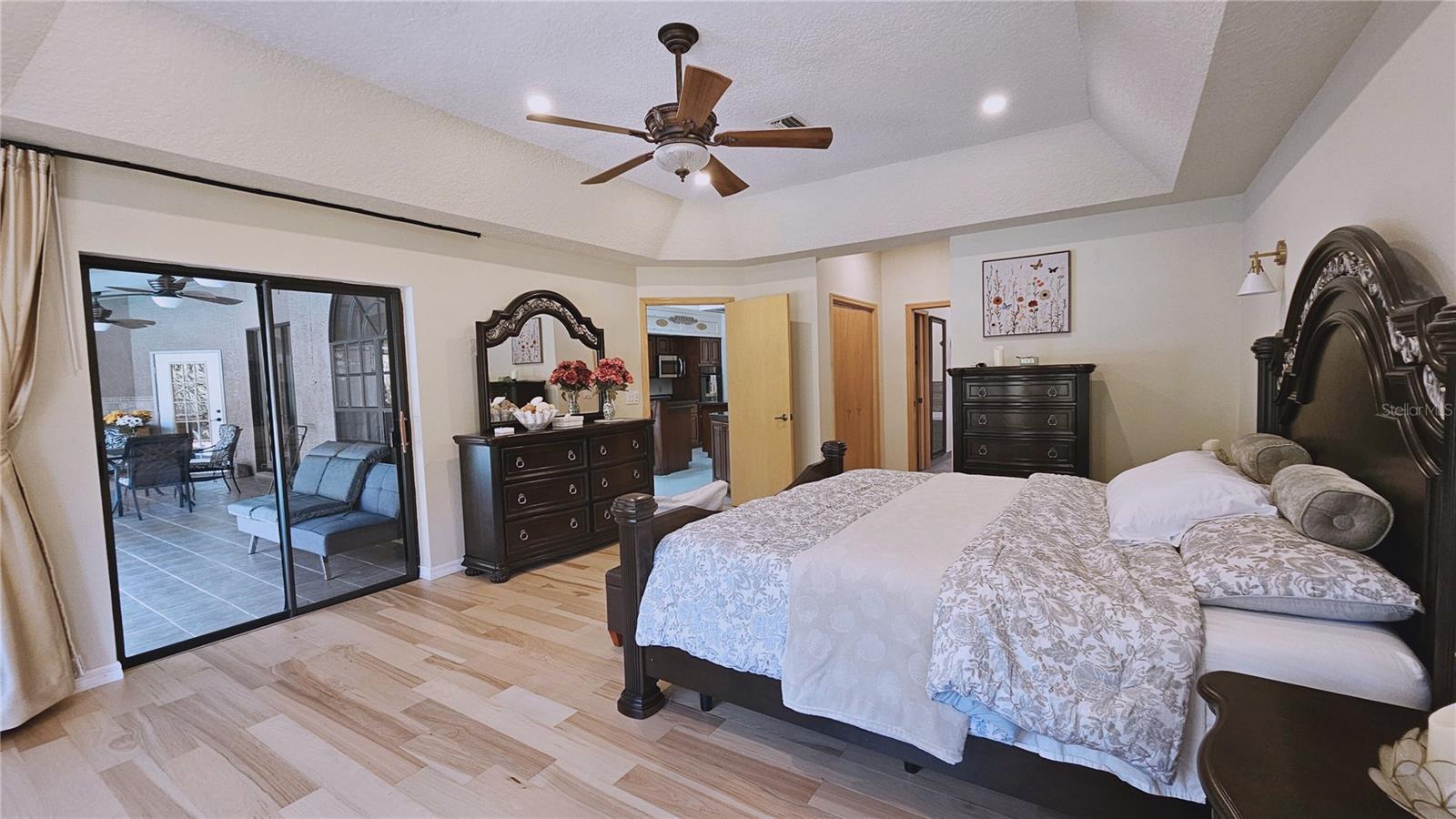 Walk in shower with Rainfall shower head and hand held shower spray, jetted whirlpool tub, modern black roating faucet waiting for new owners to experience.
