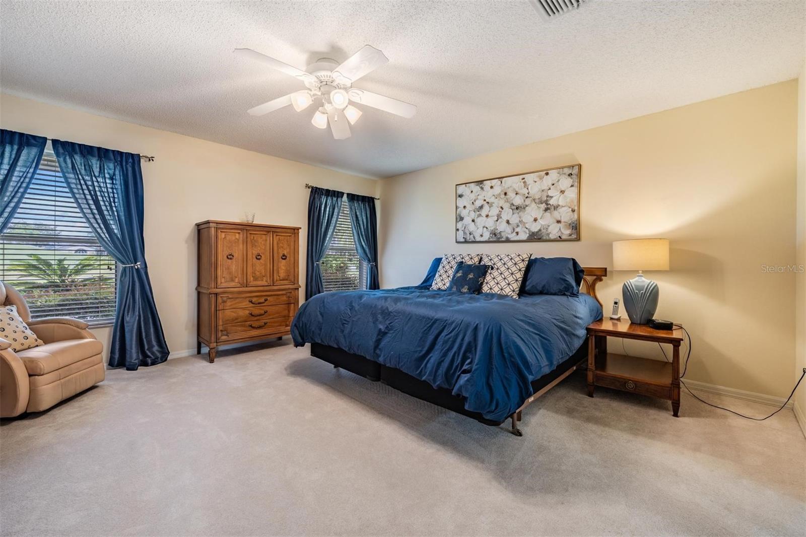 The master bedroom also has a neutral color palette