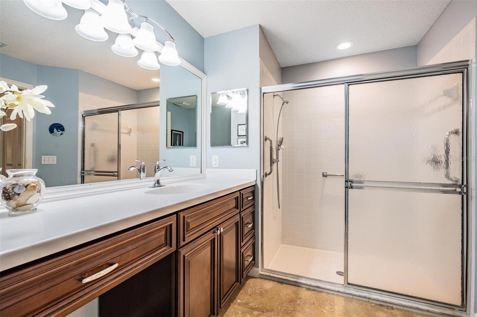 Oversized shower with safety bars