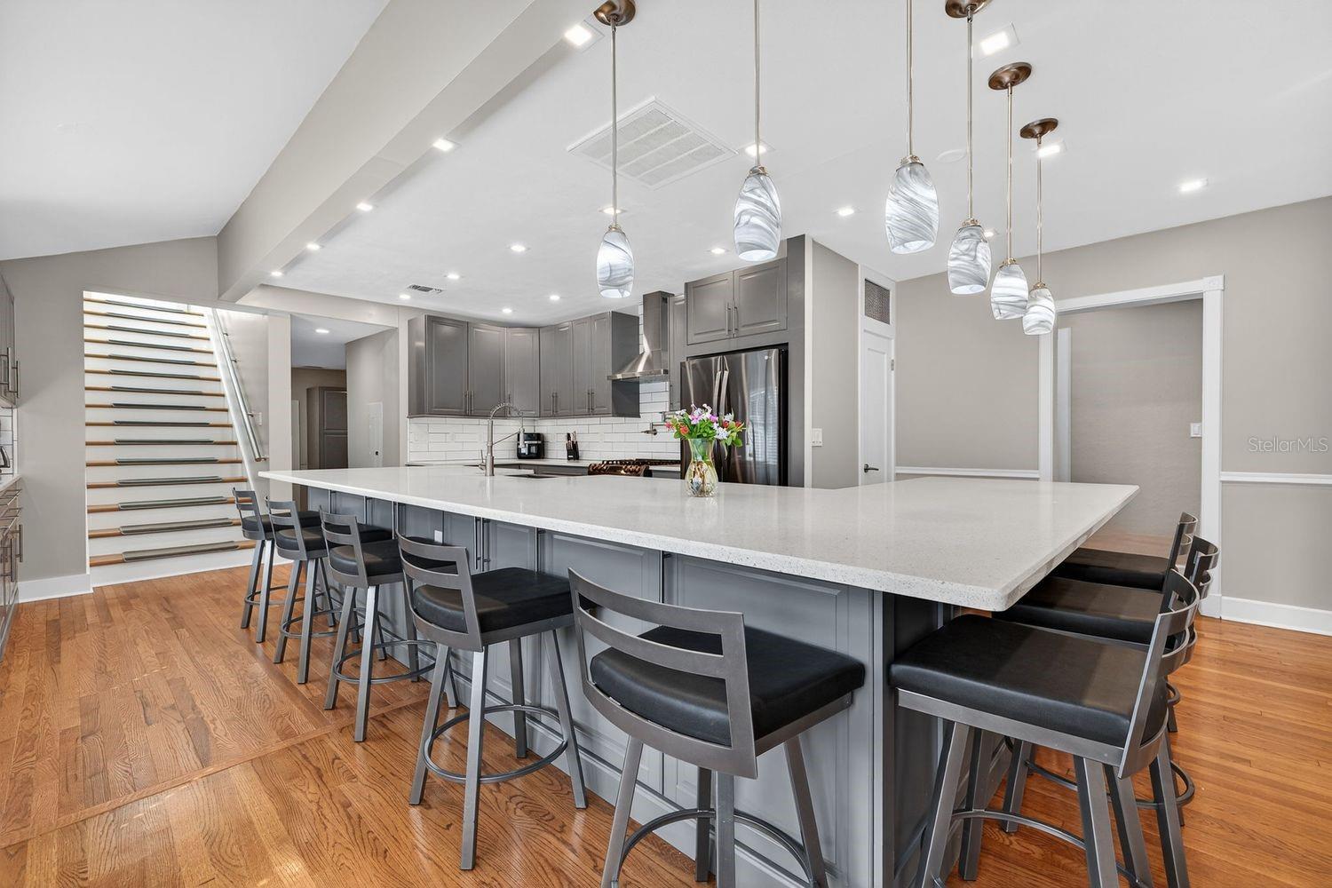 Oversized Quartzite L-Shaped Island