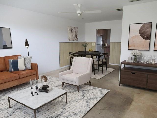 Virtually staged living room