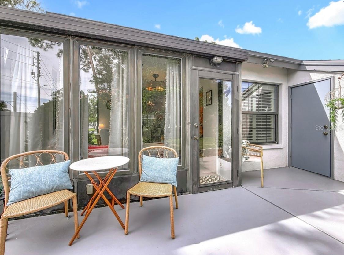 REAR OUTDOOR SEATING AREA WITH STORAGE AREA