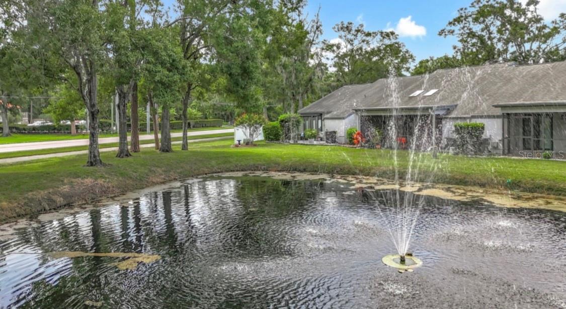 POND HAS FOUNTAIN