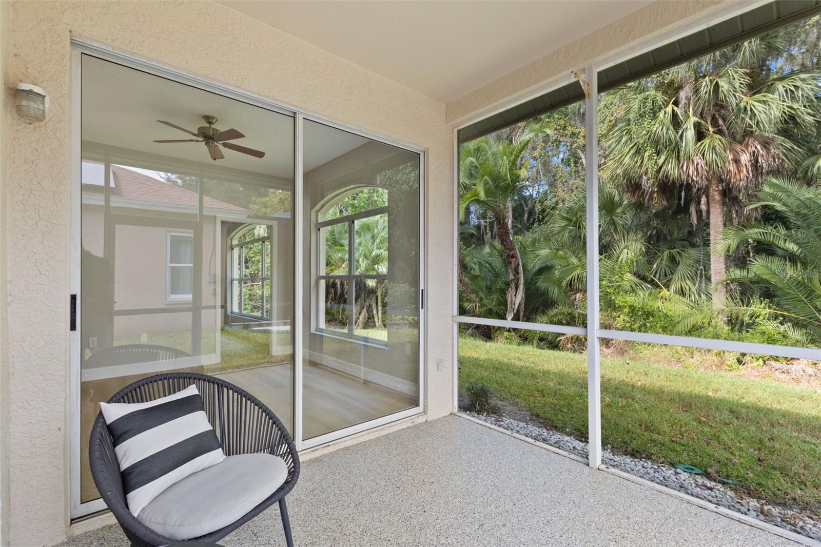 Private rear porch overlooking conservation
