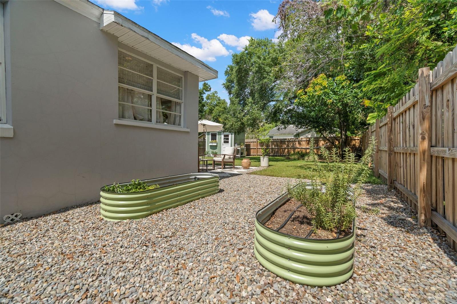 Raised garden beds with irrigation