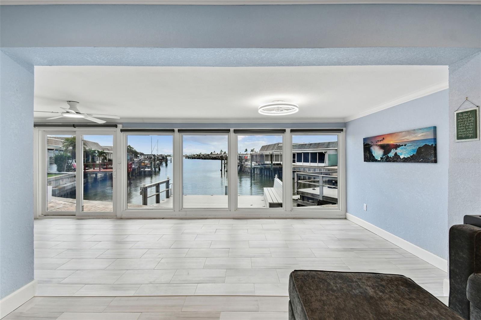 Peaceful water view from living room.