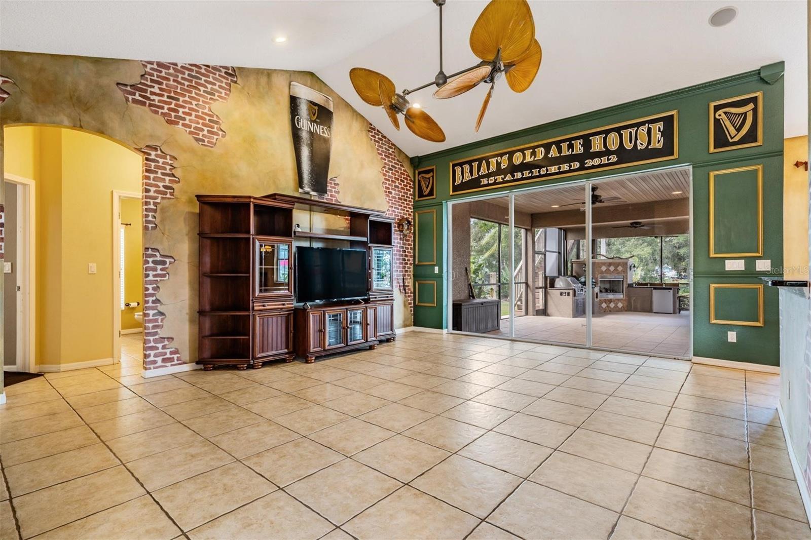 Great room with views of the pool and lanai