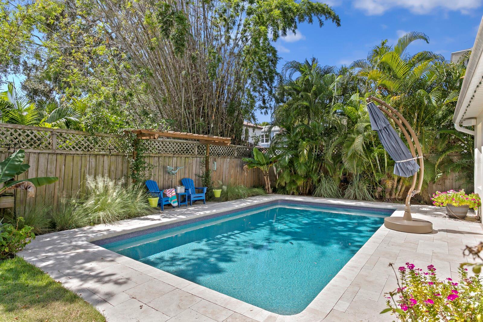 Your backyard oasis includes a cabana.