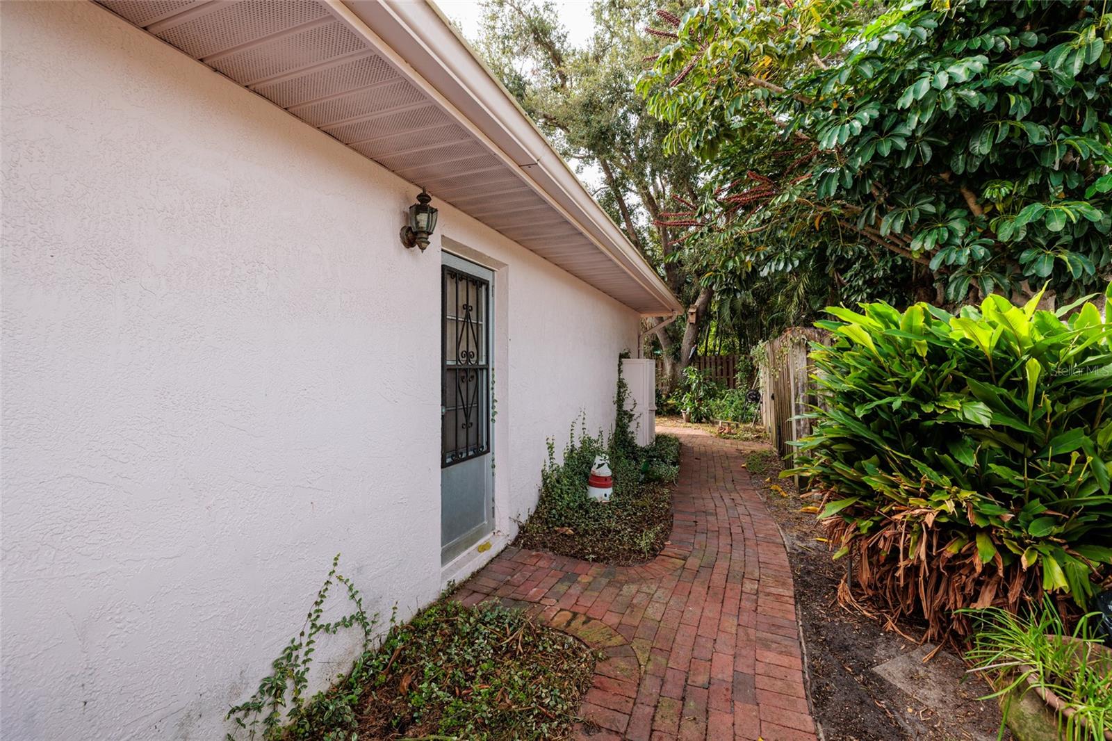 Sideyard and storage shed with well (west side)