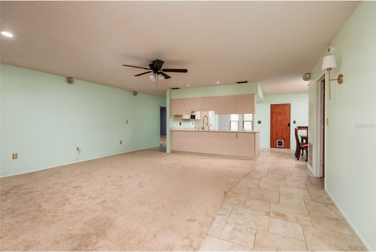 Family room into kitchen (view from slider)