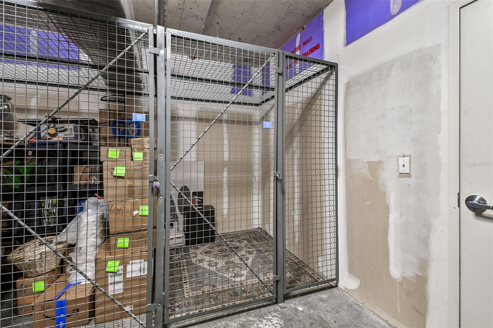 Storage area directly across from unit