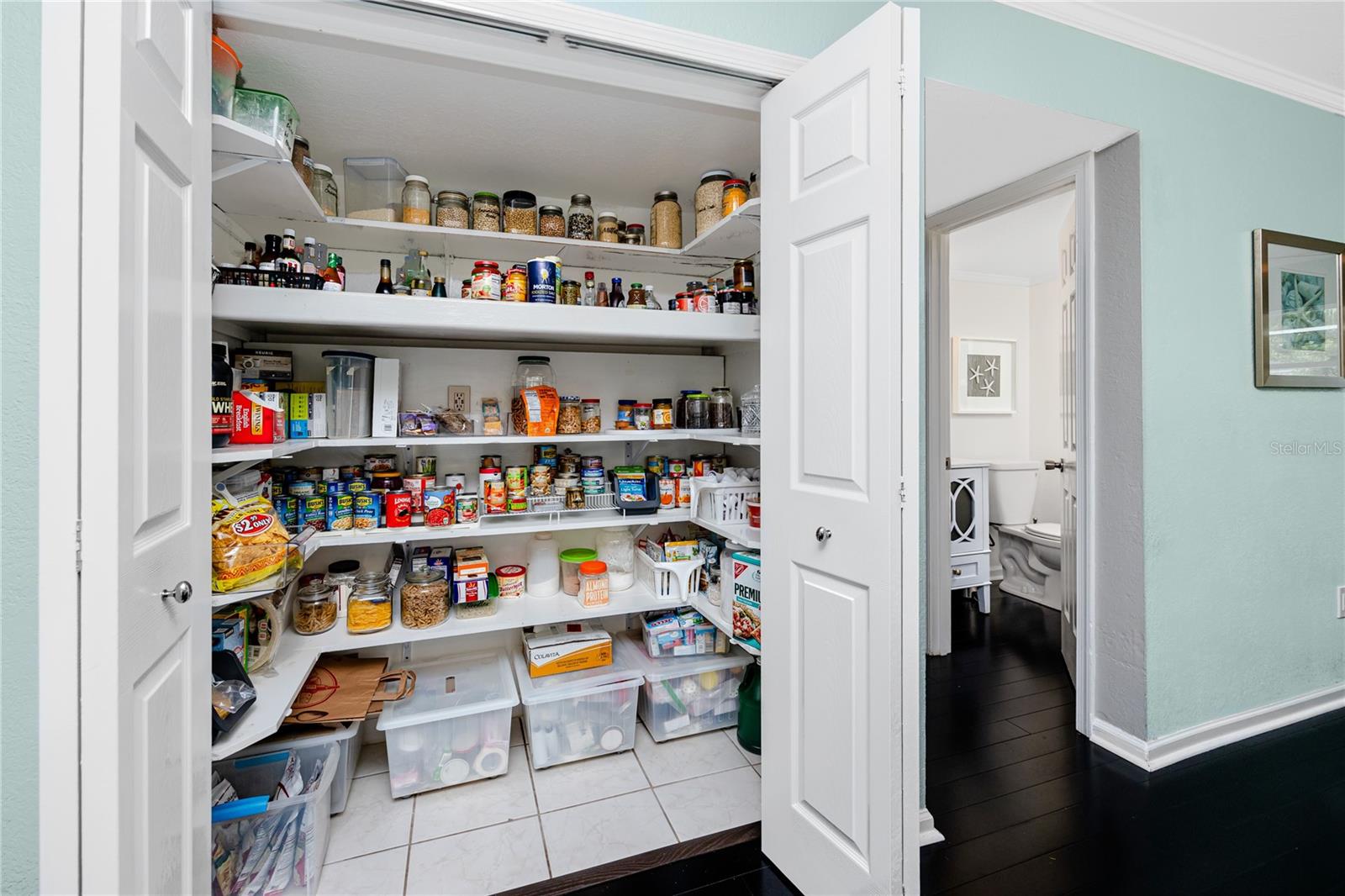 Deep pantry with built in storage ready for all you organizing junkies!
