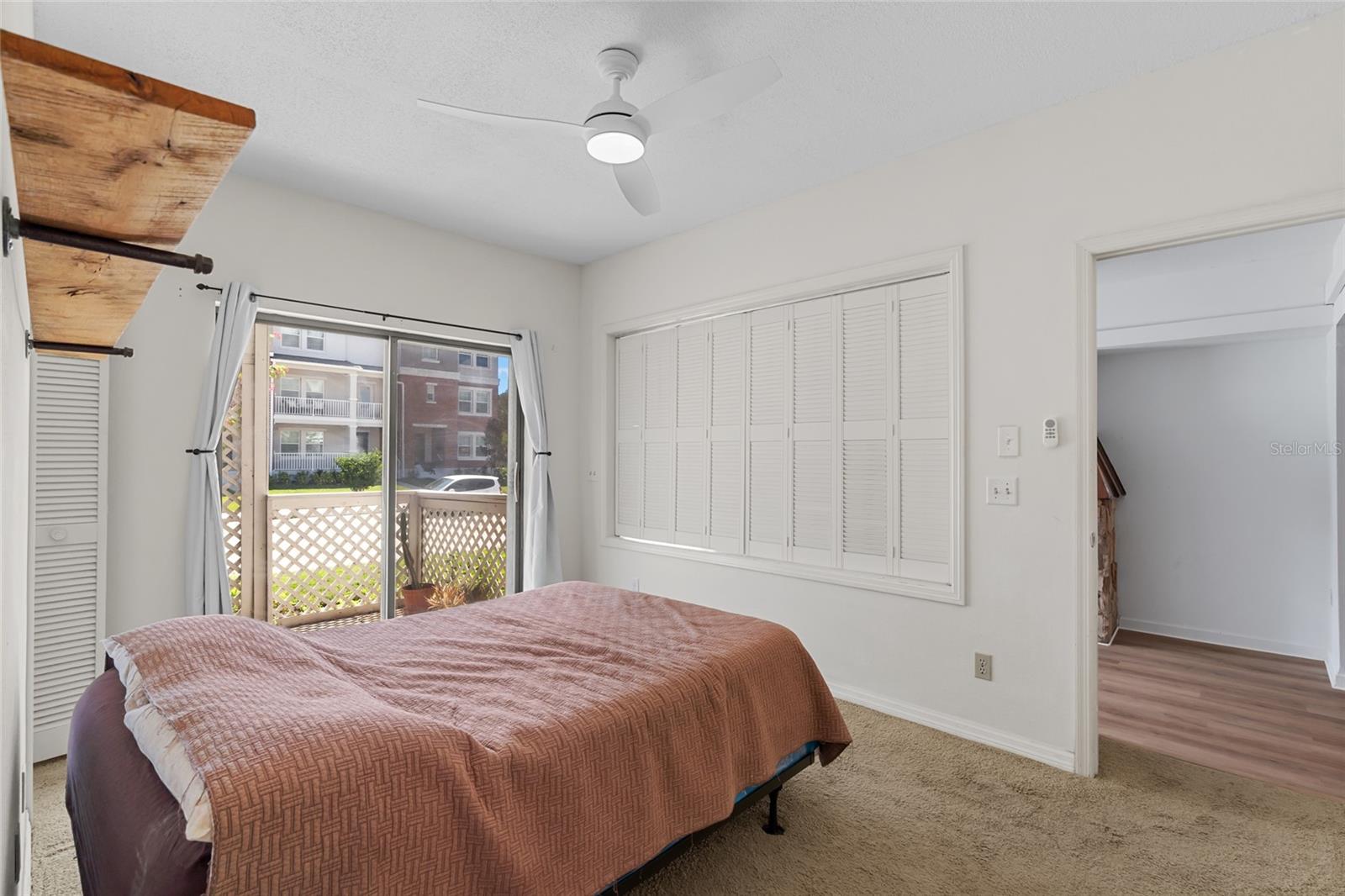 bedroom opens to patio