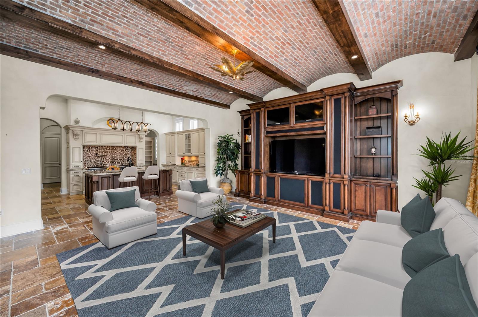Virtually staged family room