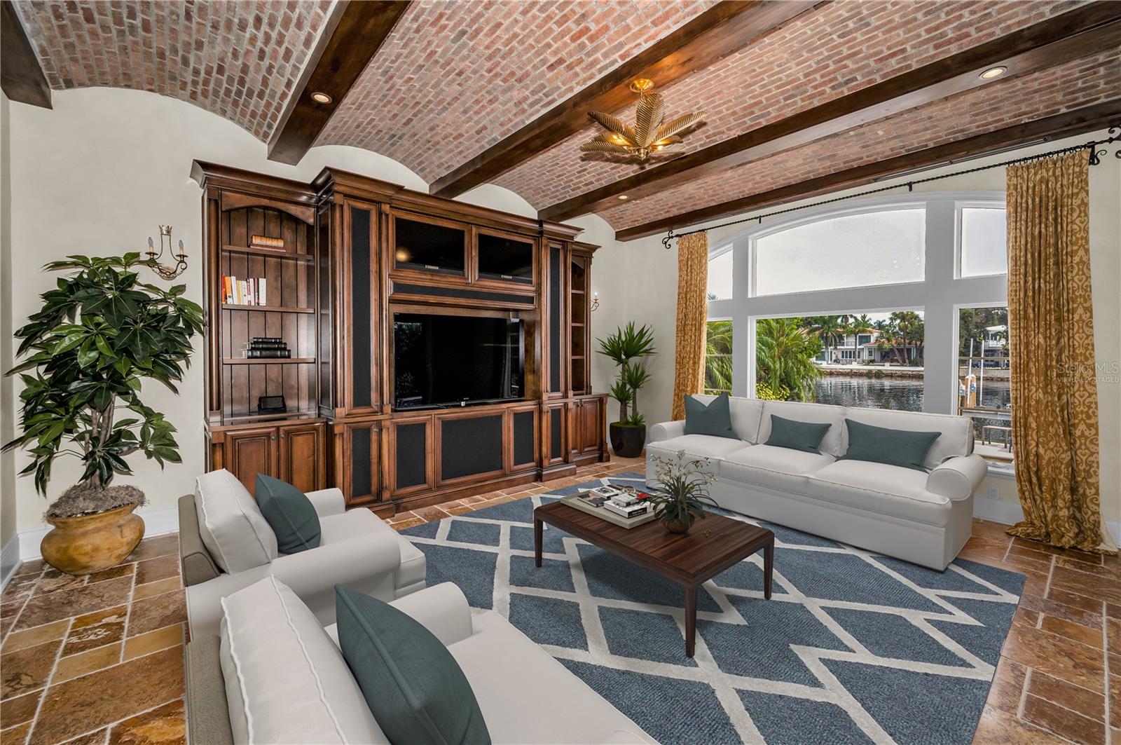 Virtually staged family room