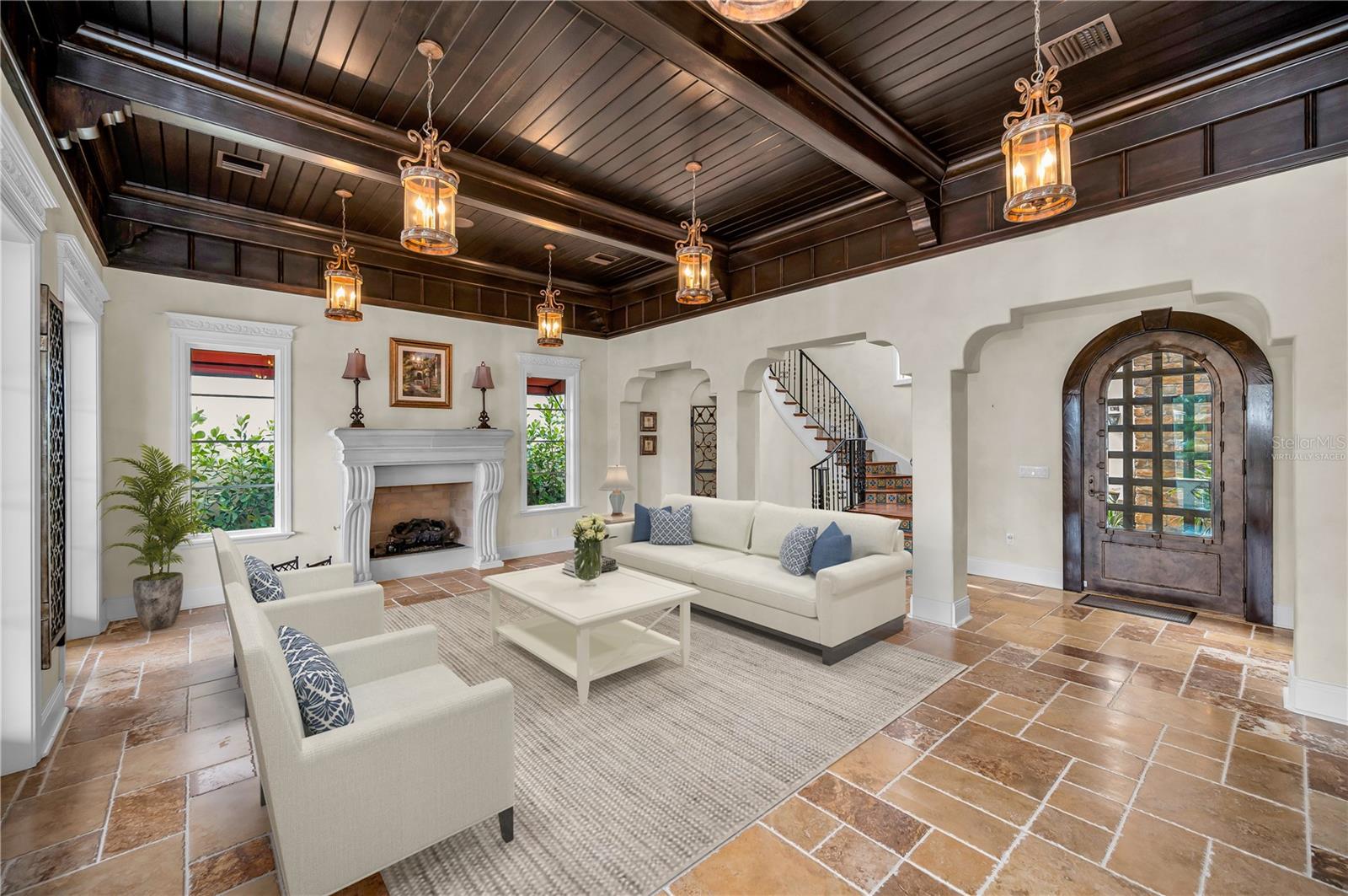 Living room virtually staged