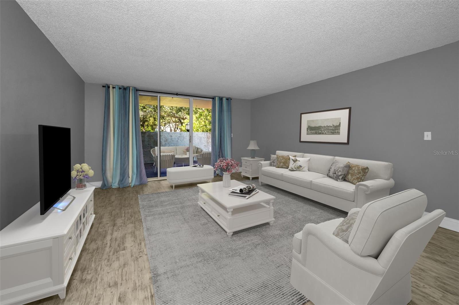 Large Living Room with access to the patio!