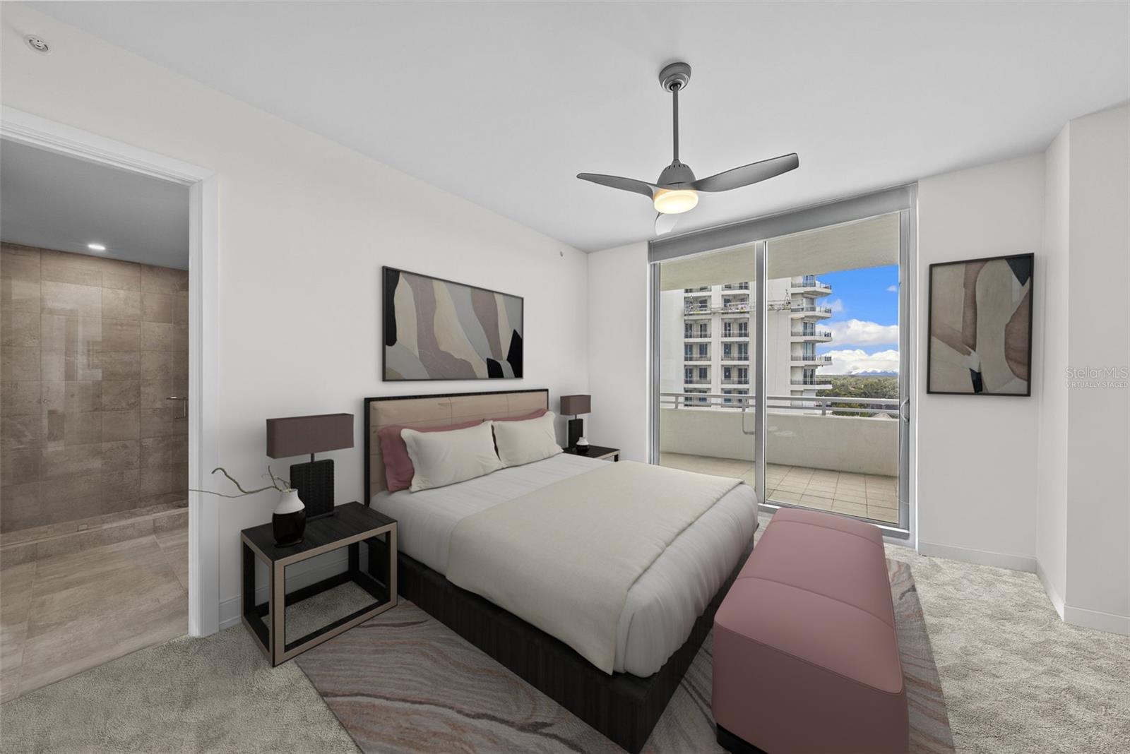 Virtually Staged Bedroom 2 with terrace