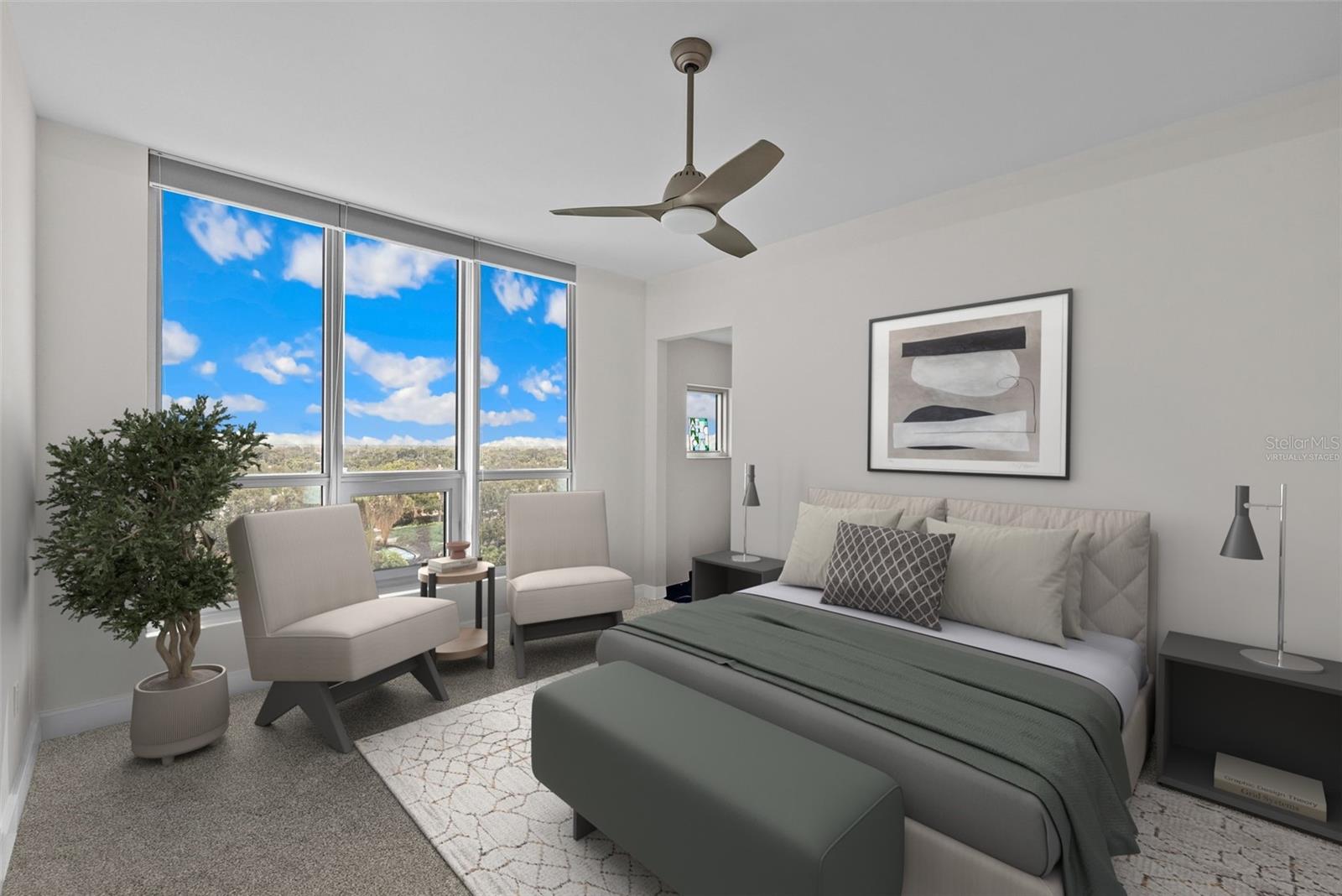 Virtually staged bedroom 3